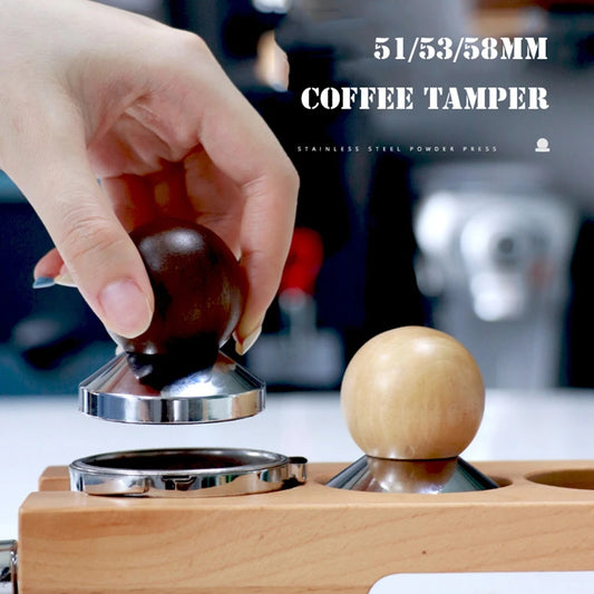 Coffee Tamper Walnut/Beech Handle 304Stainless Steel Coffee Powder Hammer